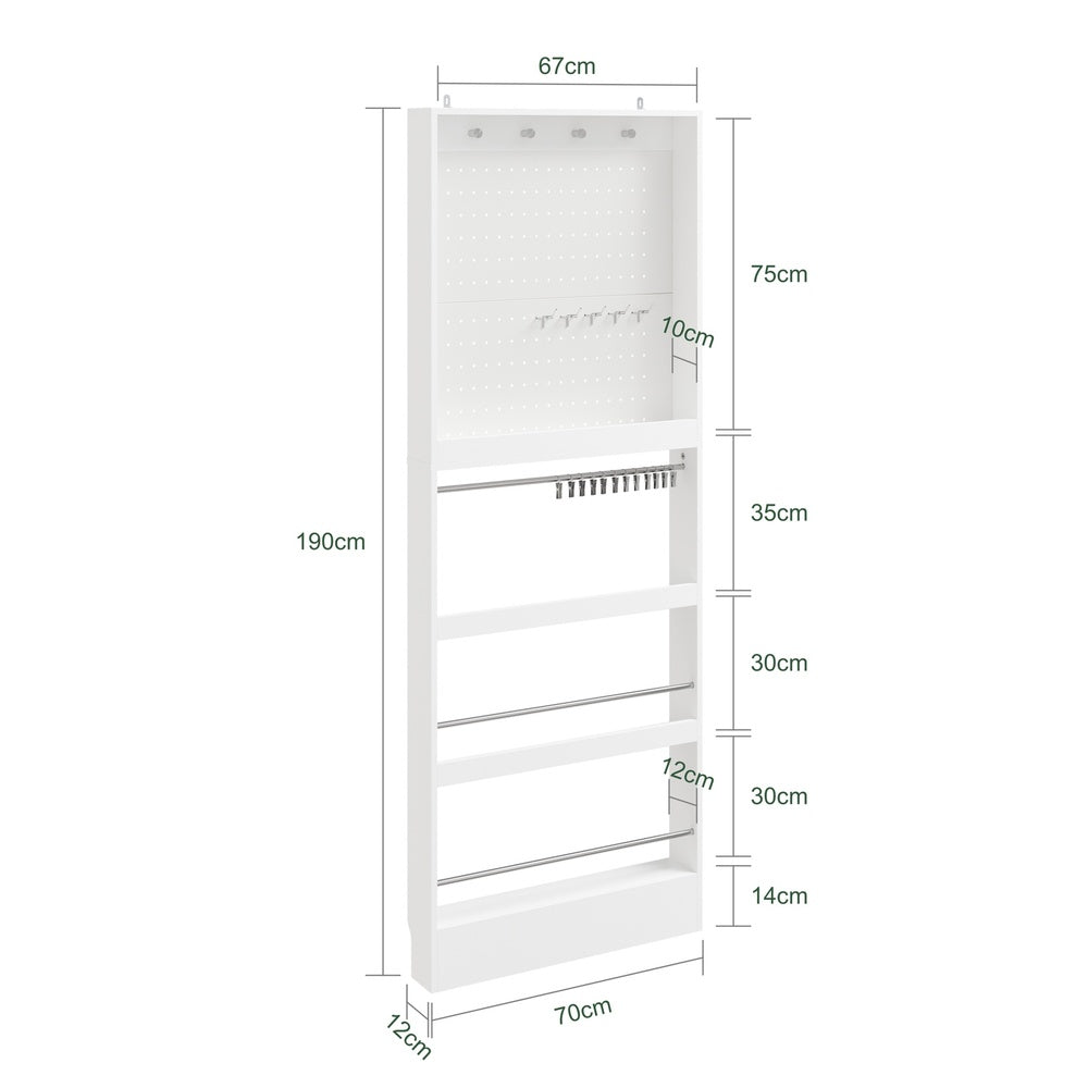 SoBuy | Wandgarderoben | Garderobenpaneel extrem schmal 12 cm tief | White | 70×12×190 cm | FHK39-W