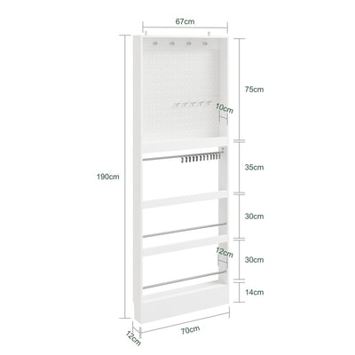 SoBuy | Wandgarderoben | Garderobenpaneel extrem schmal 12 cm tief | White | 70×12×190 cm | FHK39-W