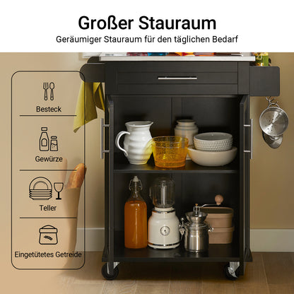 SoBuy | Küchenwagen | Getränkewagen fürs Büro | Servierwagen Schwarz | FKW110-SCH