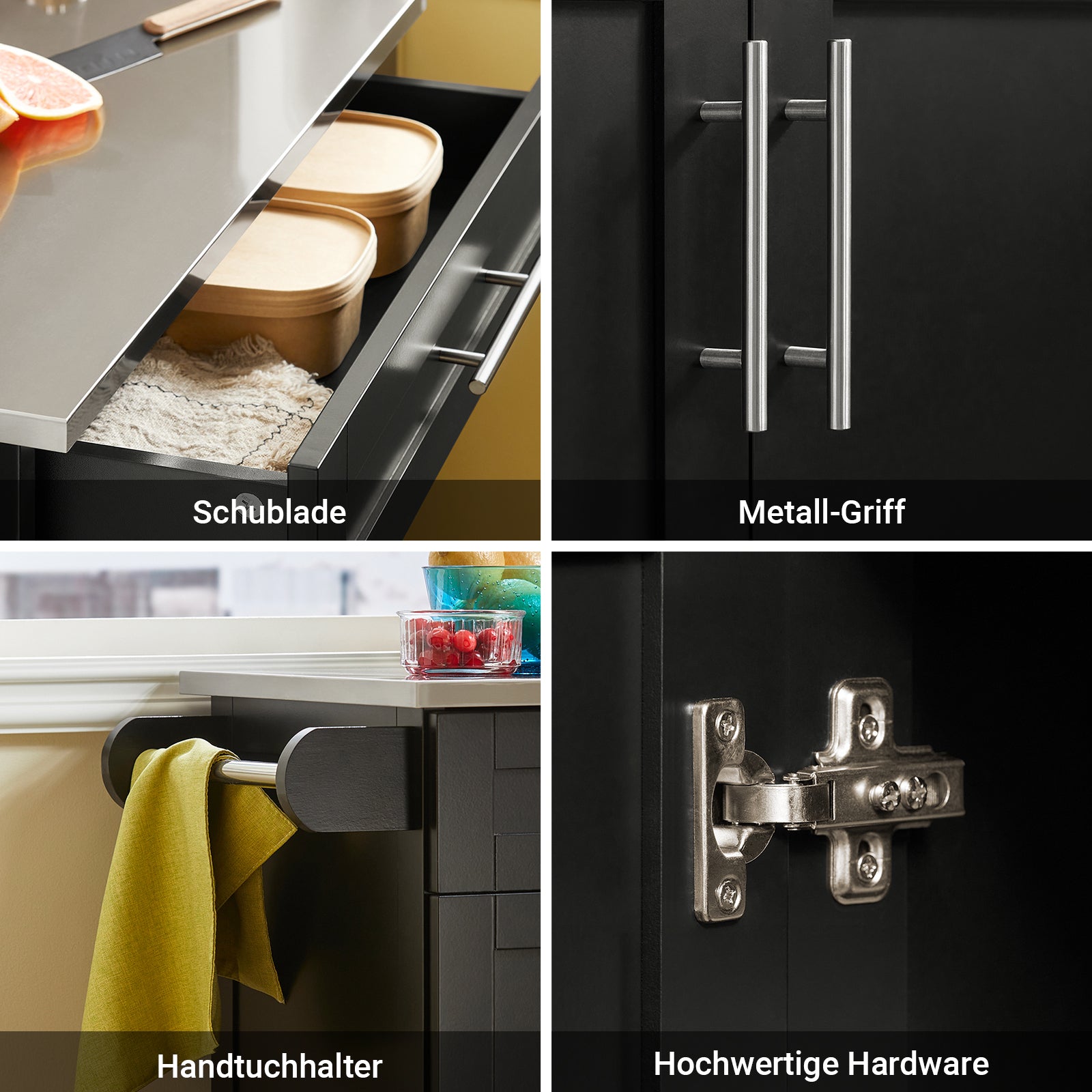 SoBuy | Küchenwagen | Getränkewagen fürs Büro | Servierwagen Schwarz | FKW110-SCH