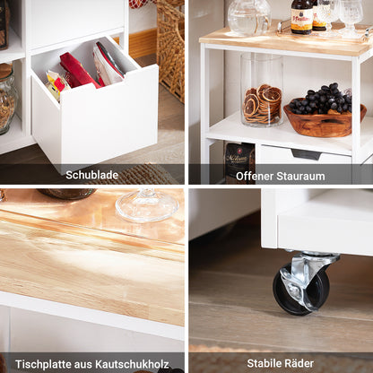 SoBuy | Küchenwagen mit 2 Schubladen | Servierwagen | Weißnatur | FKW111-WN