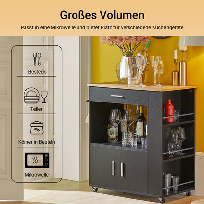 SoBuy Küchenwagen Servierwagen Für Küche, Wohnzimmer, Esszimmer Schwarz 82x88x46cm FKW113-SCH