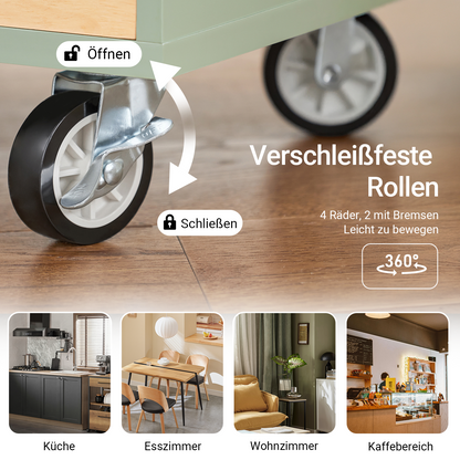 SoBuy | Küchenwagen mit Flaschenablage | Kücheninsel mit Weinglashalter | Sideboard | Grün | FKW114-GR