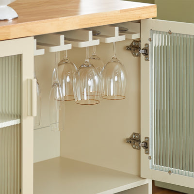 Vorverkauf | SoBuy | Küchenwagen mit Flaschenablage | Kücheninsel mit Weinglashalter | Küchenschrank | Sideboard | Beige | FKW114-MI