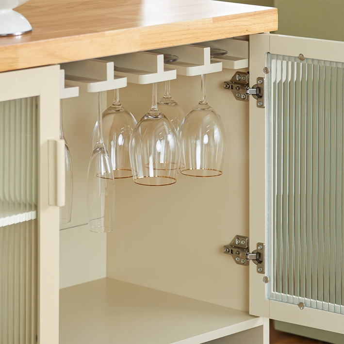 Vorverkauf | SoBuy | Küchenwagen mit Flaschenablage | Kücheninsel mit Weinglashalter | Küchenschrank | Sideboard | Beige | FKW114-MI