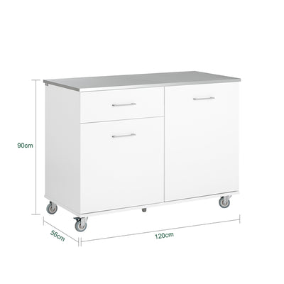 SoBuy | Küchenschrank Weiß | Küchenwagen | Kücheninsel | Servierwagen | FKW117-W