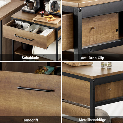 SoBuy | Servierwagen | mit 1 Aufbewahrungstruhe | Küchenwagen | Vintage | 60x90x45cm | FKW118-PF