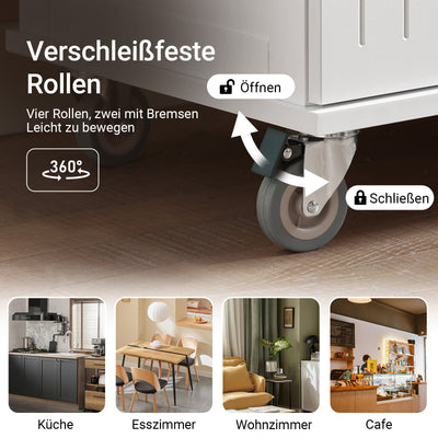 SoBuy | Küchenwagen | Rollwagen | Küchenschrank | Servierwagen | Weiß-Natur | FKW119-WN
