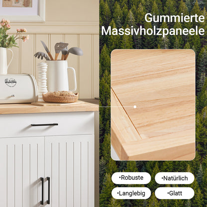 SoBuy | Küchenwagen | Rollwagen | Küchenschrank | Servierwagen | Weiß-Natur | FKW119-WN