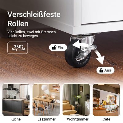 SoBuy | Küchenwagen mit Arbeitsplatte | Servierwagen mit Rollen | Weiß | 72x84x40cm FKW123-WN