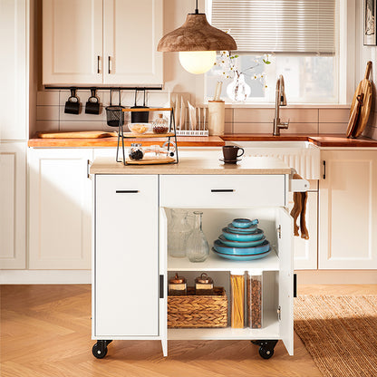 SoBuy | Kücheninsel | mit Gewürzregal | Sideboard | Weiß | 105x92x46cm | FKW126-WN