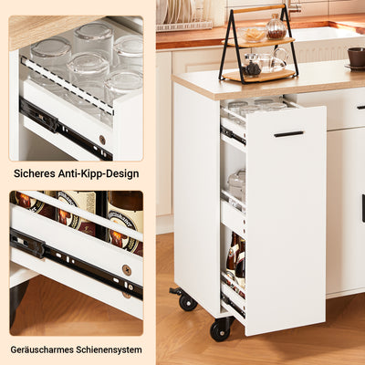 SoBuy | Kücheninsel | mit Gewürzregal | Sideboard | Weiß | 105x92x46cm | FKW126-WN