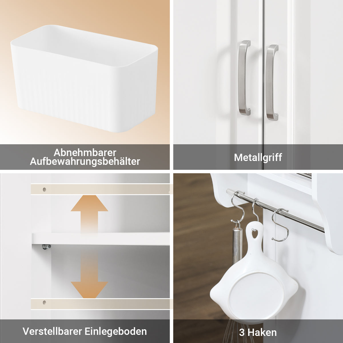 SoBuy | Kücheninsel mit 2 Schubladen | Küchenwagen mit erweiterbarer Arbeitsfläche | Küchenschrank Weiß | FKW128-II-ST