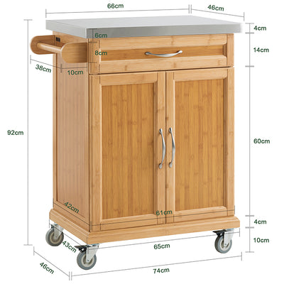 SoBuy | Küchenwagen | Küchenschrank Bambus | Servierwagen | FKW13-N