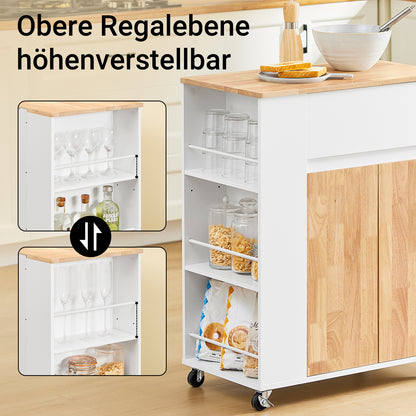 SoBuy Küchenwagen mit Arbeitsplatte Servierwagen mit Rollen Weiß B70 x H90 x T40 cm FKW132-WN