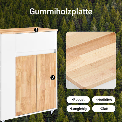 SoBuy Küchenwagen mit Arbeitsplatte Servierwagen mit Rollen Weiß B70 x H90 x T40 cm FKW132-WN