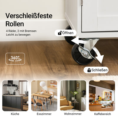 SoBuy Kücheninsel mit Arbeitsplatte Rollbarer Servierwagen Weiß B99 x H85 x T40 cm FKW133-WN