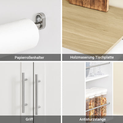 SoBuy Kücheninsel mit Arbeitsplatte Rollbarer Servierwagen Weiß B99 x H85 x T40 cm FKW133-WN