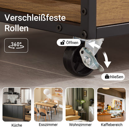 SoBuy | Servierwagen mit Rollen | Küchenwagen mit Arbeitsplatte | Vintagebraun | 67x88x37cm | FKW134-N