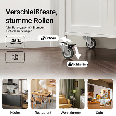 SoBuy | Servierwagen | aus Kautschukholz | Weiß-Natur | 60x92x45cm | FKW22-WN