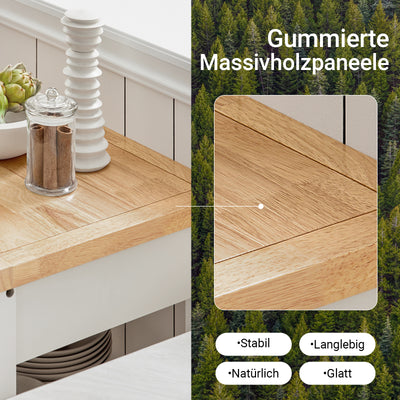 SoBuy | Servierwagen | aus Kautschukholz | Weiß-Natur | 60x92x45cm | FKW22-WN