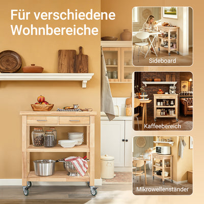 Vorverkauf | SoBuy | Küchenwagen | aus Kautschukholz | Servierwagen | FKW24-II-N