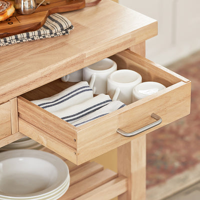 SoBuy | Küchenwagen | aus Kautschukholz | Servierwagen | FKW24-II-N