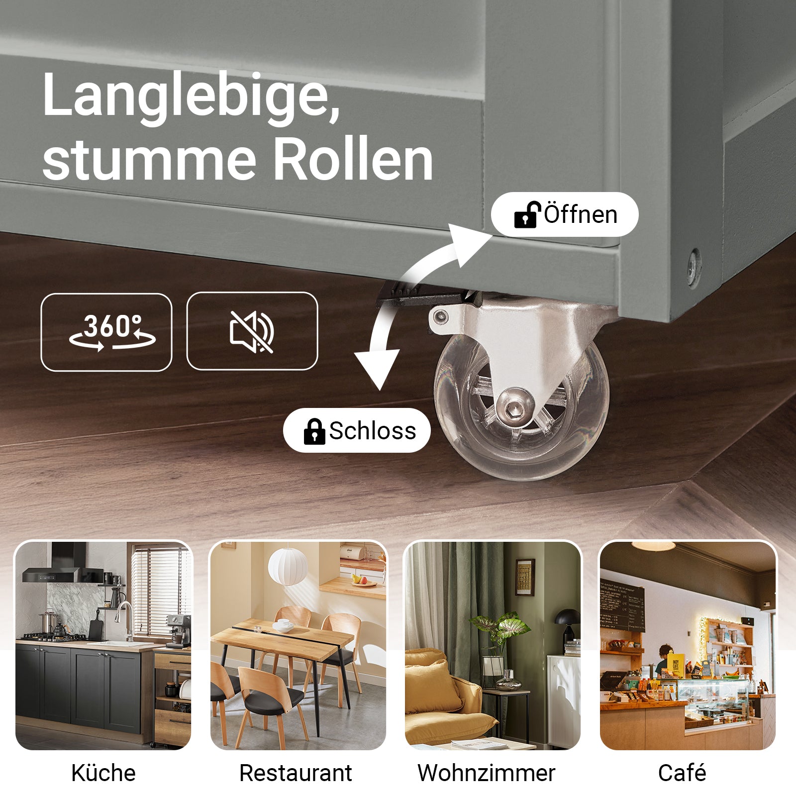 SoBuy Servierwagen mit Flaschenablagen Küchenwagen Hellgrau 67x86x38cm FKW45-HG