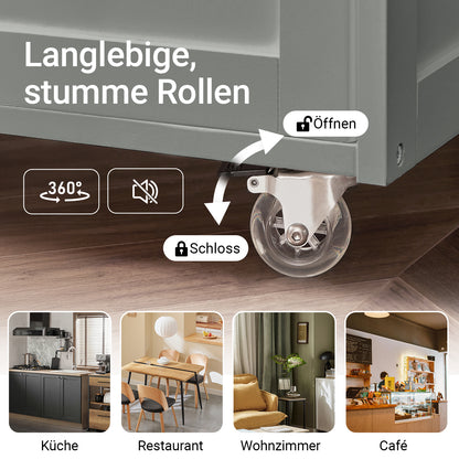 SoBuy Servierwagen mit Flaschenablagen Küchenwagen Hellgrau 67x86x38cm FKW45-HG