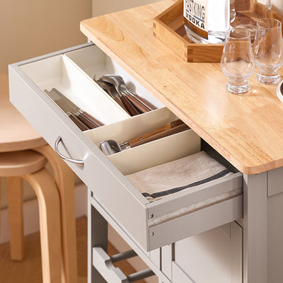 Vorverkauf | SoBuy | Servierwagen | mit Flaschenablagen Küchenwagen | Khaki | 67x86x38cm | FKW45-KA