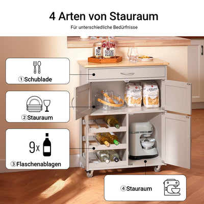 Vorverkauf | SoBuy | Servierwagen | mit Flaschenablagen Küchenwagen | Khaki | 67x86x38cm | FKW45-KA