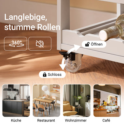 Vorverkauf | SoBuy | Servierwagen | mit Flaschenablagen Küchenwagen | Khaki | 67x86x38cm | FKW45-KA