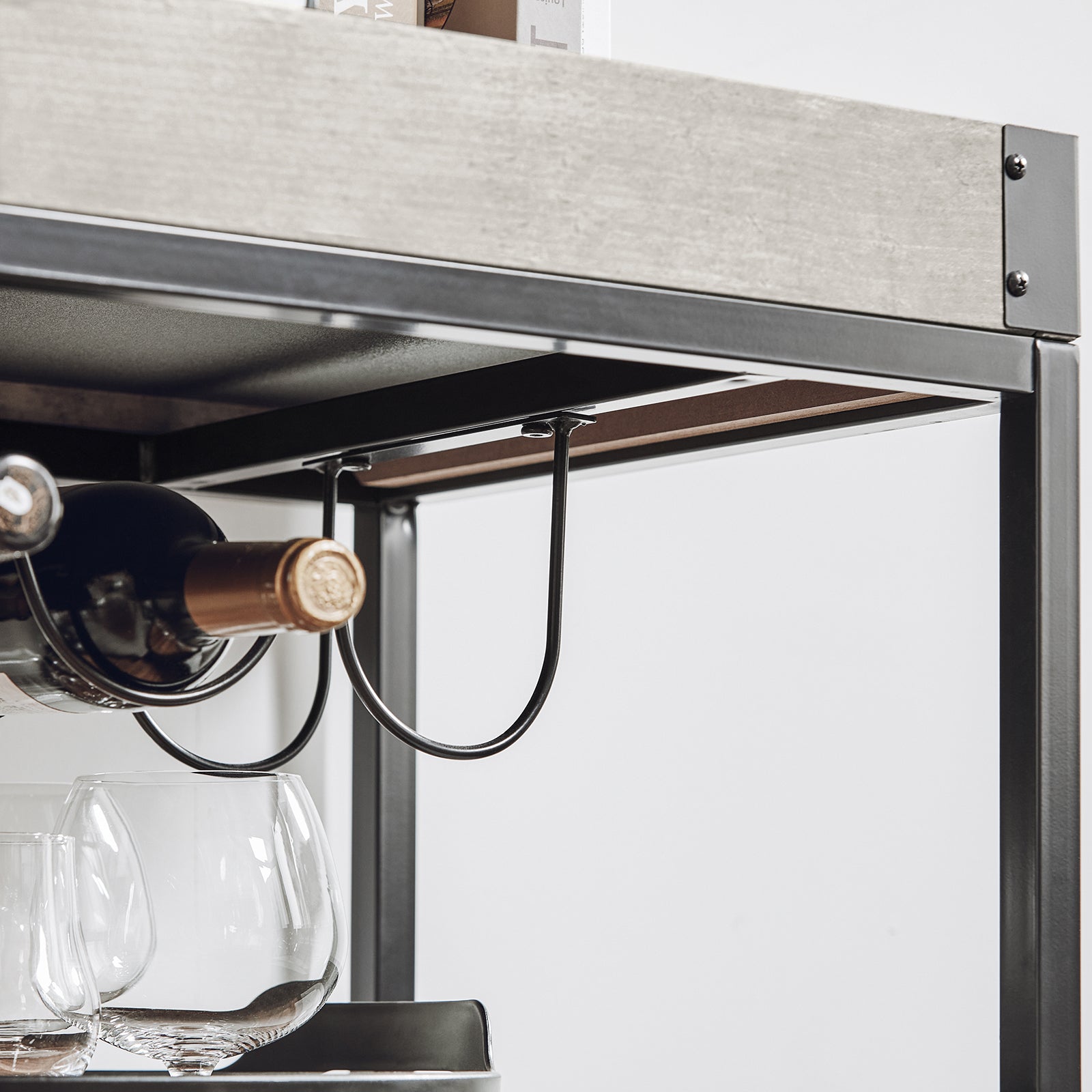 SoBuy | Servierwagen mit abnehmbarem Tablett | Küchenwagen Beton hellgrau | FKW56-HG