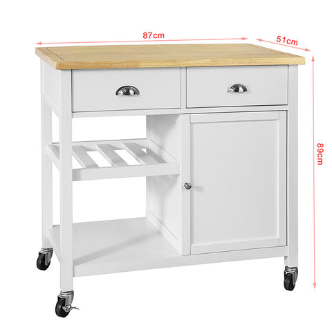 Sobuy | Kuchyňská skříň bílá | Kuchyňské auto se zásuvkami Servingové dřevo | FKW62 WN