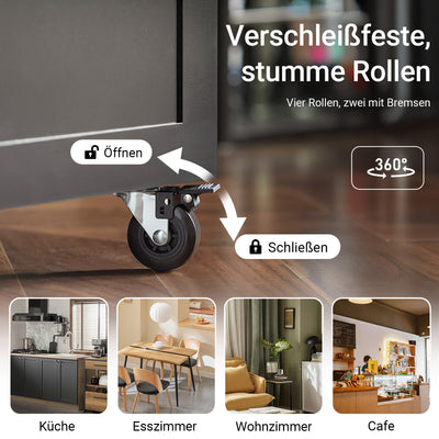 SoBuy | Küchenwagen | Servierwagen | mit 3 Ablagefächern | Schwarz | 60x90x40cm | FKW75-SCH