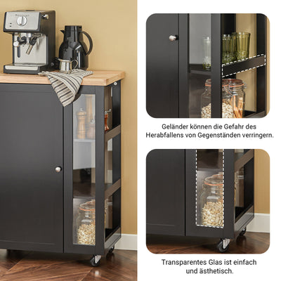 SoBuy | Küchenwagen | Servierwagen | mit 3 Ablagefächern | Schwarz | 60x90x40cm | FKW75-SCH