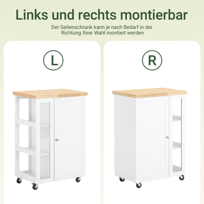 Vorverkauf | SoBuy | Küchenwagen Servierwagen | mit 3 Ablagefächern | Weiß-Natur | 60x90x40cm | FKW75-WN