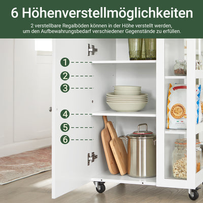 SoBuy | Küchenwagen Servierwagen | mit 3 Ablagefächern | Weiß-Natur | 60x90x40cm | FKW75-WN