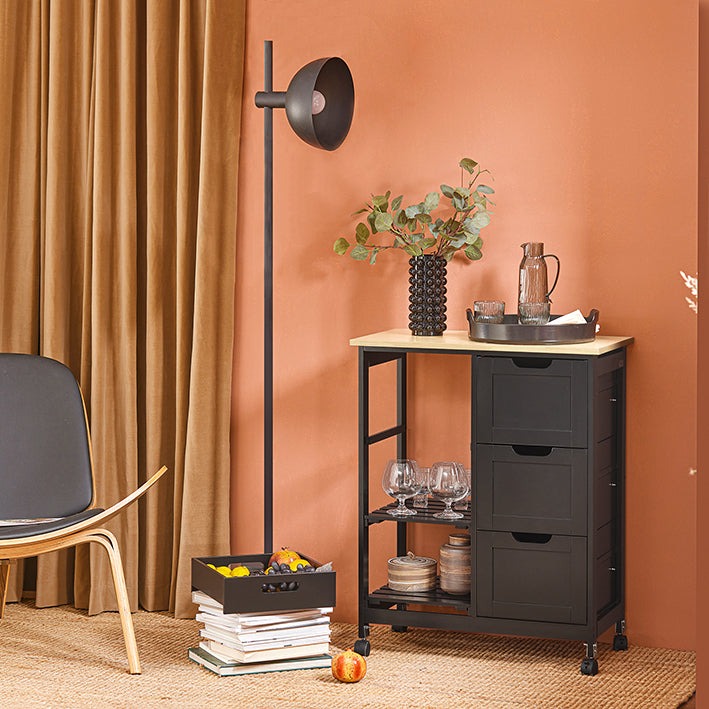 SoBuy Küchenwagen Servierwagen Für Küche, Esszimmer Schwarz 67x84,5x37cm FKW79-SCH