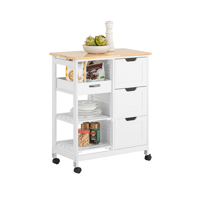 SoBuy | Servierwagen | Für Küche & Esszimmer | Weiß | 68x85x38cm | FKW79-W