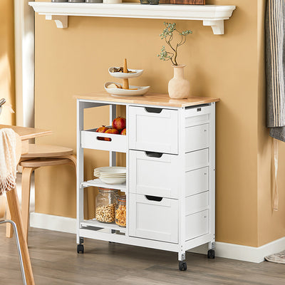 SoBuy | Servierwagen | Für Küche & Esszimmer | Weiß | 68x85x38cm | FKW79-W