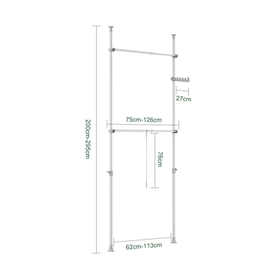 SoBuy | Teleskop Kleiderstange | Kleiderstangen System | Regalsystem | FRG109-II-HG