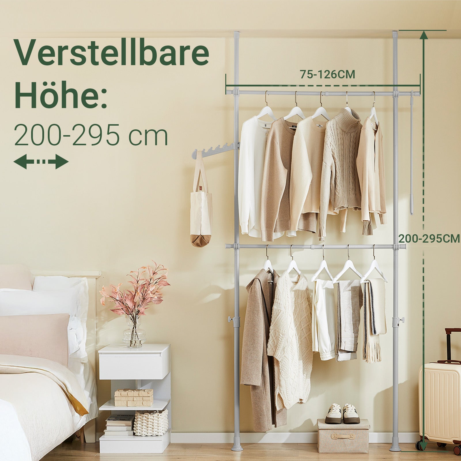 SoBuy | Teleskop Kleiderstange | Kleiderstangen System | Regalsystem | FRG109-II-HG