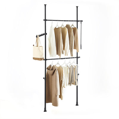 SoBuy | Teleskop Kleiderstange | Kleiderstangen System | Regalsystem | Schwarz | FRG109-II-SCH