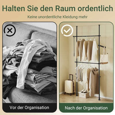 SoBuy | Teleskop Kleiderstange | Kleiderstangen System | Regalsystem | Schwarz | FRG109-II-SCH