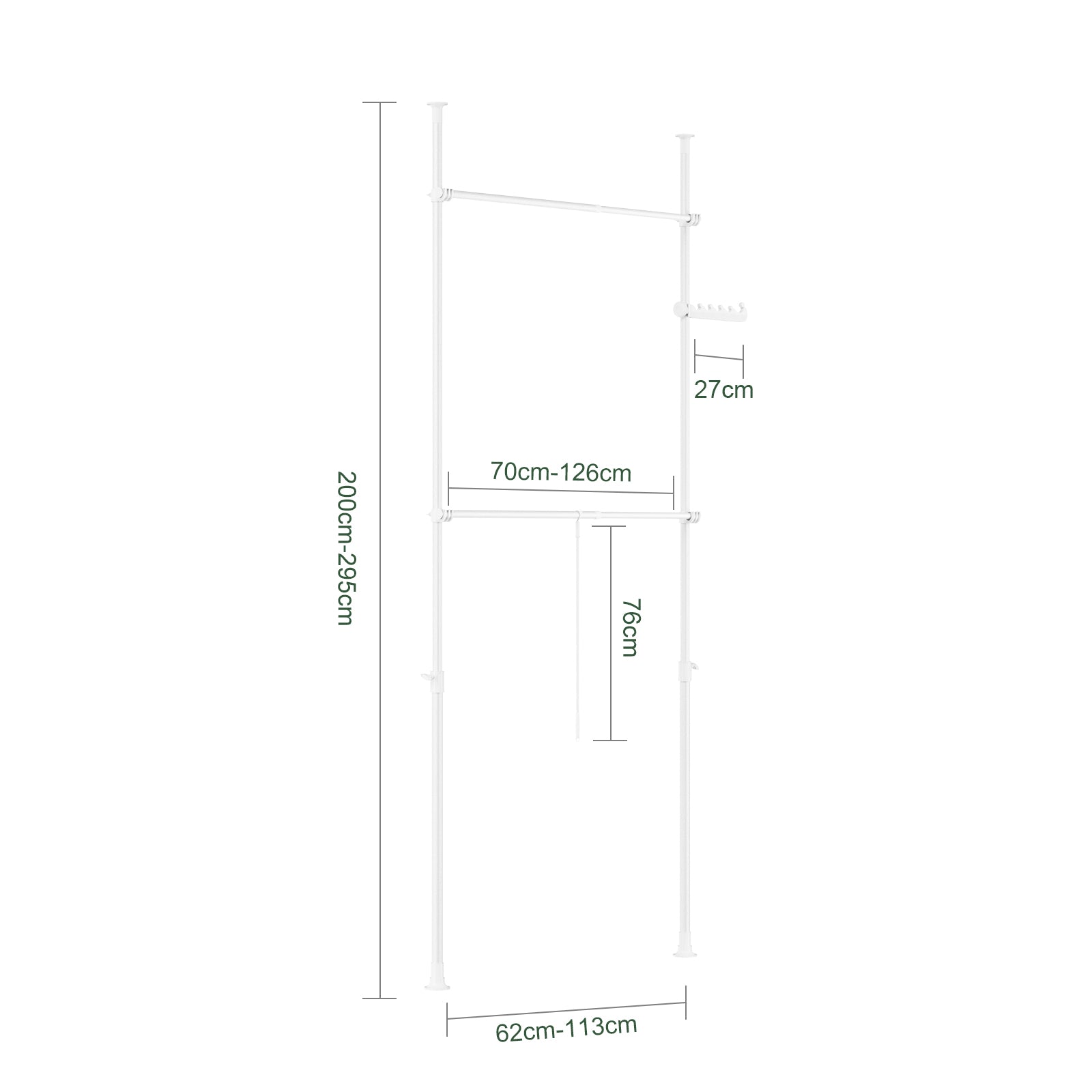 SoBuy | Teleskop Kleiderstange | Kleiderstangen System | Regalsystem | FRG109-II-W