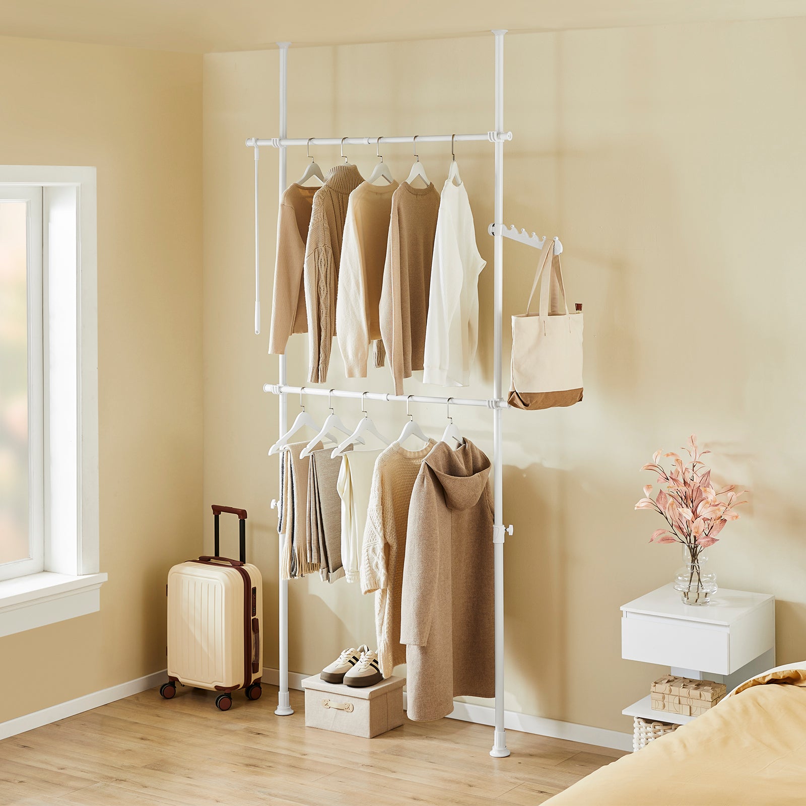 SoBuy | Teleskop Kleiderstange | Kleiderstangen System | Regalsystem | FRG109-II-W