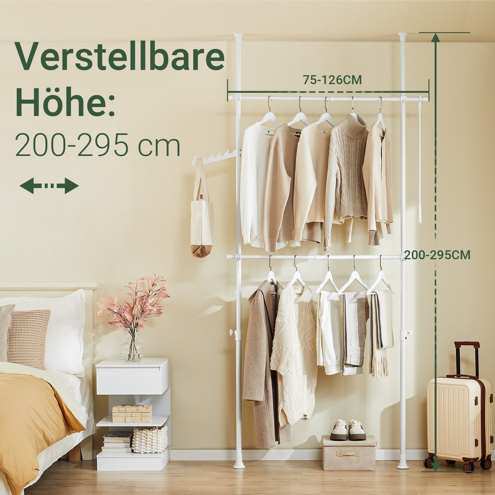 SoBuy | Teleskop Kleiderstange | Kleiderstangen System | Regalsystem | FRG109-II-W