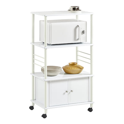 SoBuy | Mikrowellenschrank | Küchenschrank | mit Rollen Weiß | FRG12-W
