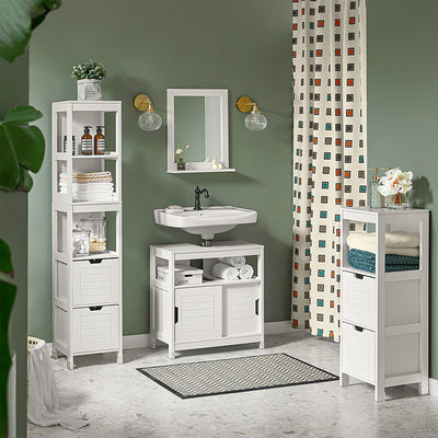 SoBuy | Waschbeckenunterschrank Weiß | Badezimmerschrank | Badmöbel Landhaus | FRG128-II-W